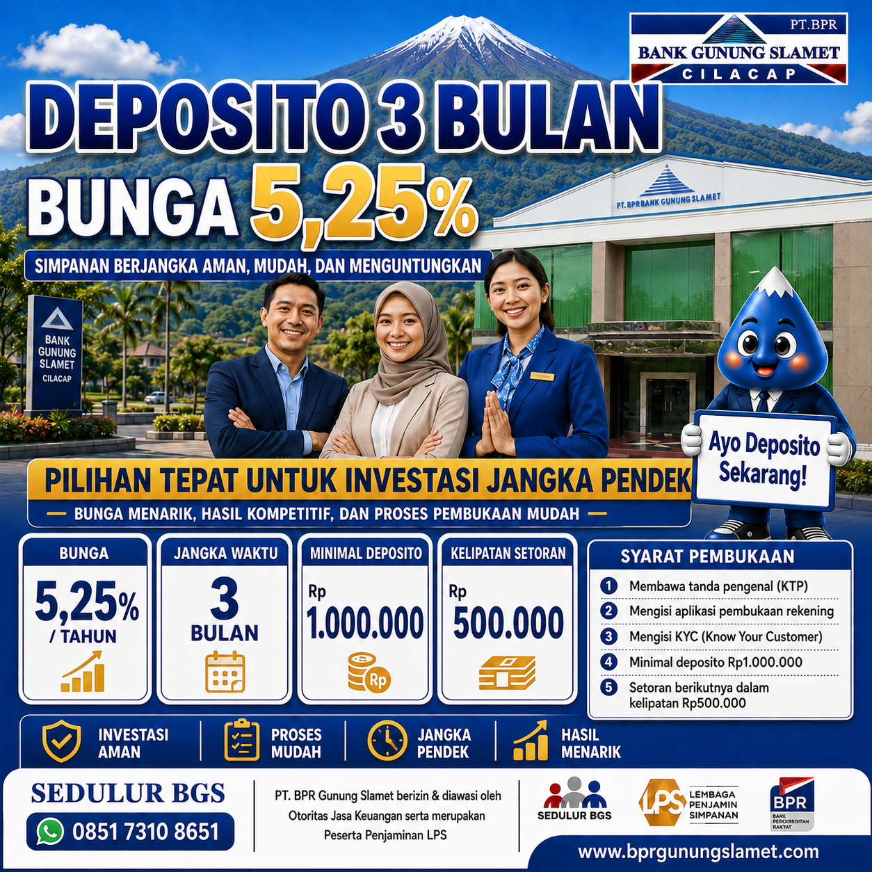 Deposito 3 Bulan Bunga 5,25%